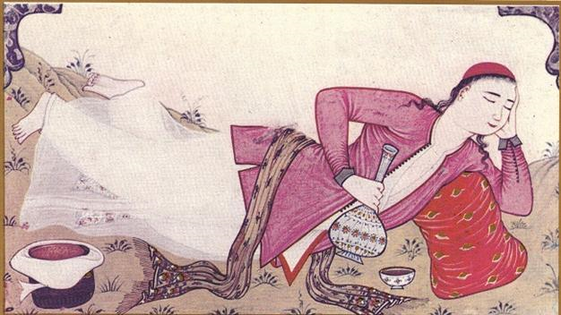 File:Abdulcelil Levni - Inebriated youth lying down. Ottoman miniature painting, early 18th century.png