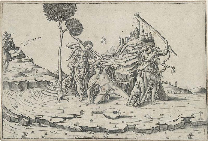 File:MAESTRO DI FERRARA (secondo Andrea MANTEGNA) 1465c Morte di Orfeo 800x544.jpg