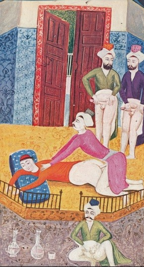 File:Group of men lining up to have anal sex with a youth. Ottoman miniature painting from a 1691 copy of the Hamse-i Atâyî by Nev'îzâde Atâyî.png