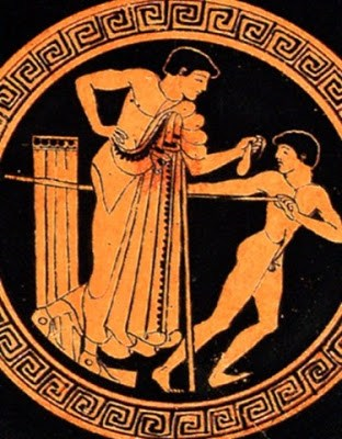 File:Boy About to Hurl a Javelin Is Offered a Pouch by Youth.png