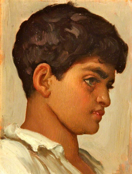 File:LEIGHTON Frederic 1885c Head of Spanish boy 712x944.jpg