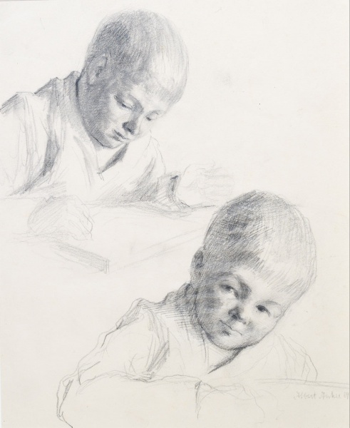File:ANKER Albert 1909 Zwei Studien mit studierenden Kindern 838x1024.jpg