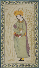 Cupbearer with orange turban. Persian miniature painting by the School of Reza Abbasi, ca. 1620. Iran, Safavid period.png