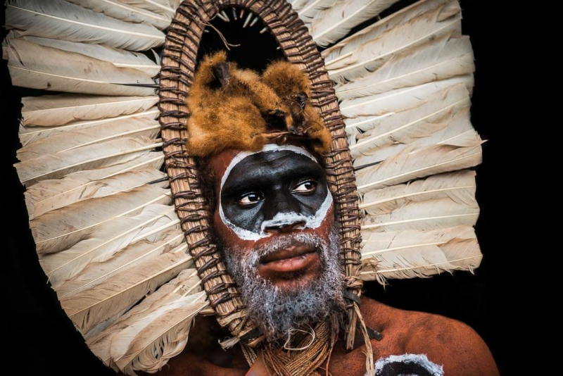 File:Kaluli tribesman dressed for a special occasion from Sugu village.png