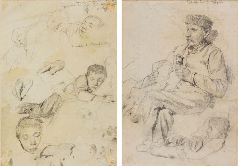File:ANKER Albert - Bauer mit zwei Kindern - Skizzen mit schlafenden Kindern 2000x1401.jpg
