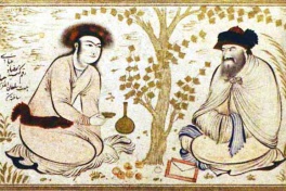 Princely Youth and Dervish (ca. 1625) by Reza Abbasi. Isfahan, Iran. New York, Metropolitan Museum of Art.