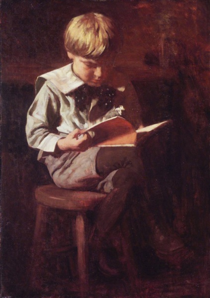 File:ANSHUTZ Thomas Pollock 1900c Boy reading - Ned Anshutz 543x768.jpg
