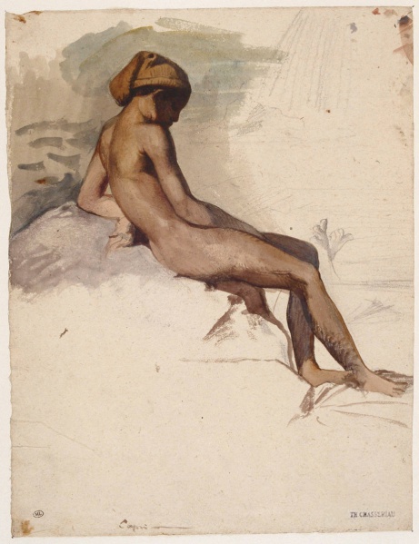 File:CHASSÉRIAU Théodore 1840 Jeune pêcheur napolitain assis sur un rocher 920x1195.jpg