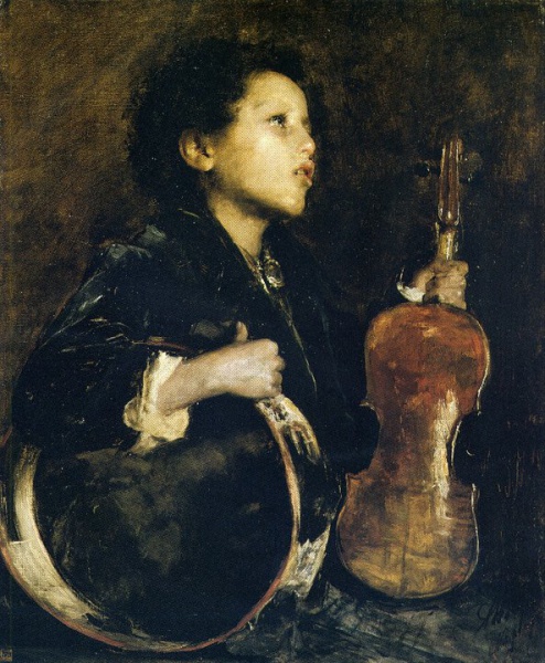 File:MANCINI Antonio (attrib) 1900c Ragazzo con violino e tamburo 593x720.jpg