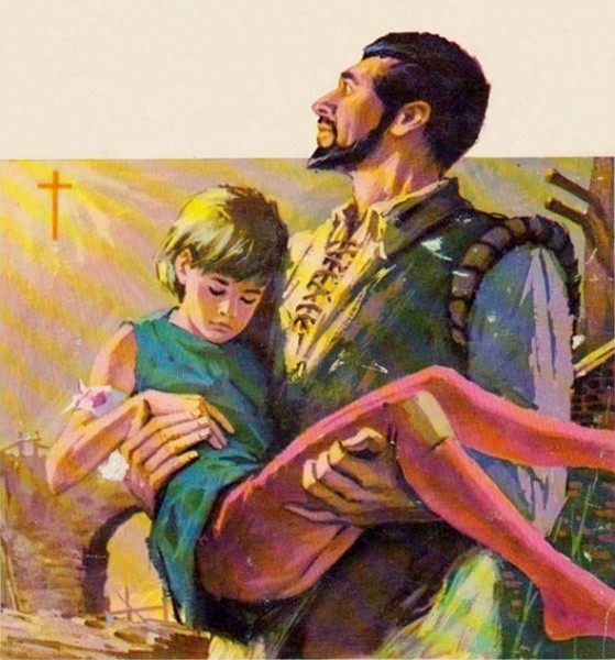 File:(España) 1969 San Juan de Dios cargando a un niño 590x633.jpg