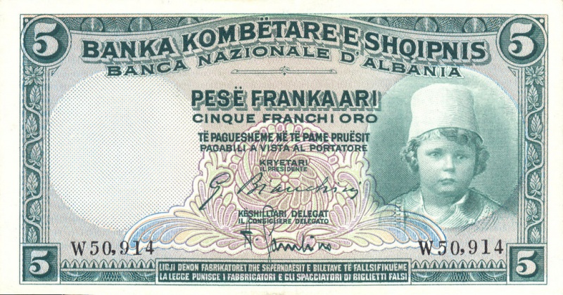File:(Shqipëria) 1926 Pesë franka ari - Cinque franchi oro A 1024x537.jpg