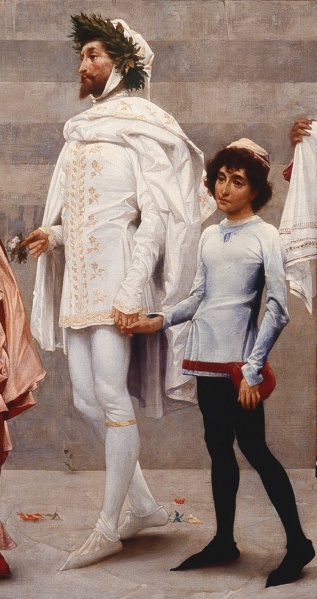 File:LEIGHTON Frederic 1854c Cimabue's celebrated Madonna is carried in procession (detail center) 784x1482.jpg