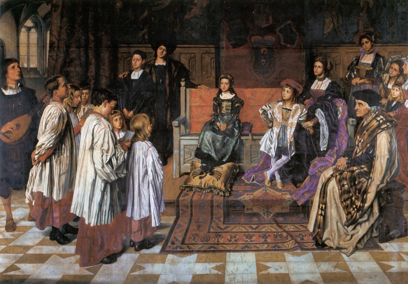 File:GEETS Willem 1900c Het Sint-Romboutskoor bij Karel V aan het hof van Margareta van Oostenrijk (l-r) 2382x1655.jpg