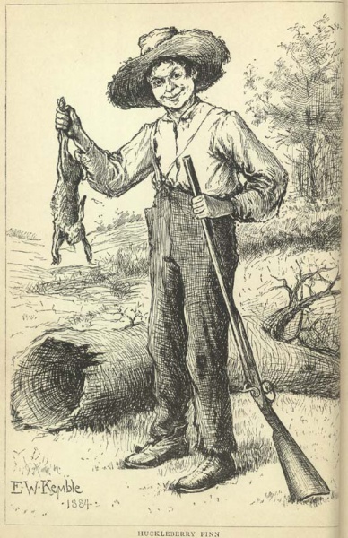 File:KEMBLE Edward Winsor 1884 Huckleberry Finn with rabbit 528x816.jpg