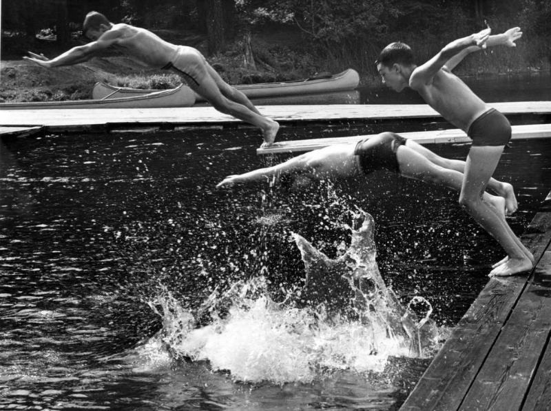 File:Boys diving at YMCA Camp Reed on Fan Lake north of Spokane, Washington, United States (1966).png