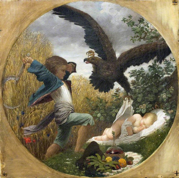 File:LEIGHTON Frederic 1850c A boy defending a baby from an eagle 800x799.jpg