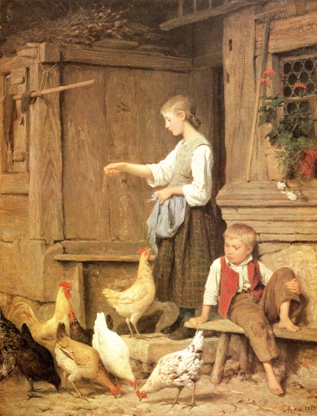 File:ANKER Albert 1865 Mädchen die Hühner fütternd 1983x2603.jpg