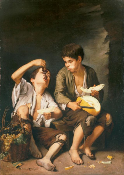 File:MURILLO Bartolomé Esteban 1650c Niños comiendo melón y uvas 639x900.jpg