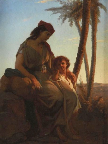 File:LAZERGES Hippolyte 1866 Femme et enfant sous les palmiers 811x1080.jpg