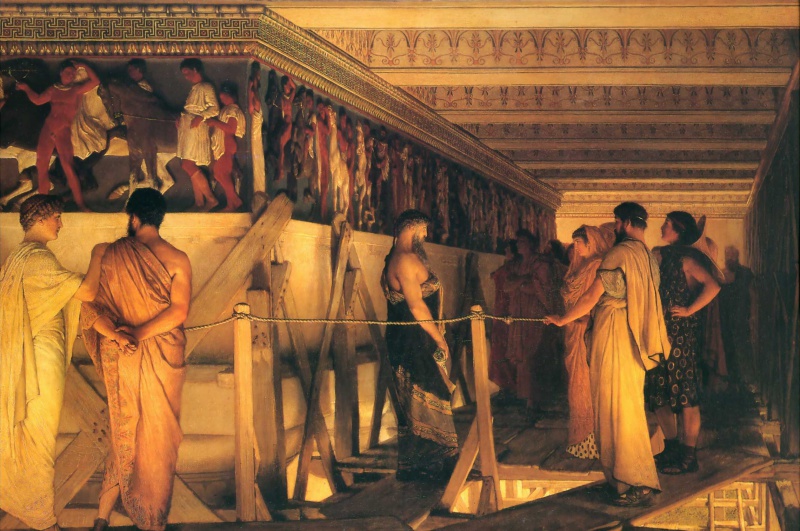 File:ALMA-TADEMA Lawrence 1868 Phidias showing the frieze of the Parthenon to his friends 2280x1513.jpg