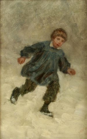 FRÈRE Pierre-Édouard 1858 Jeune garçon courant dans la neige 565x899.jpg