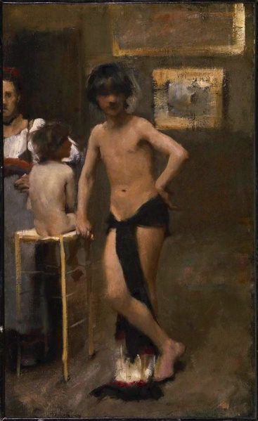 File:SARGENT John Singer 1879c Two nude boys and a woman in a studio interior 550x898.jpg